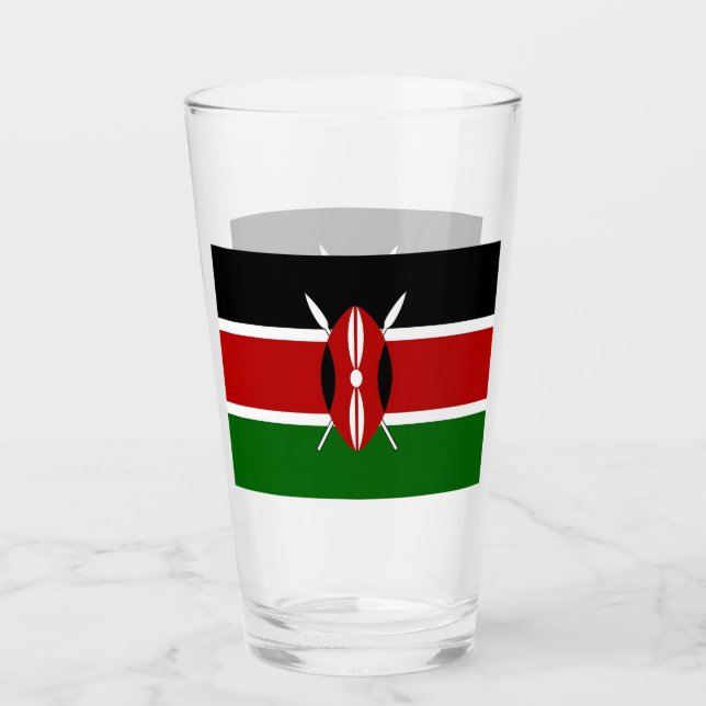 Patriotic glass cup with flag of Kenya (Front)