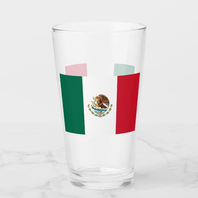 Patriotic glass cup with flag of Mexico (Front)