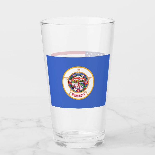Patriotic glass cup with flag of Minnesota (Front)