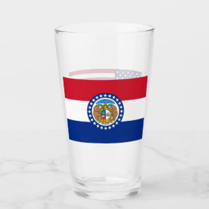 Patriotic glass cup with flag of Missouri