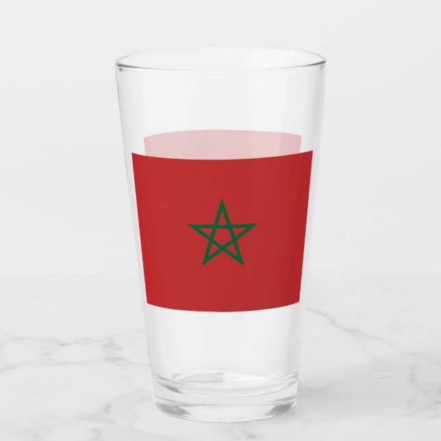 Patriotic glass cup with flag of Morocco (Front)