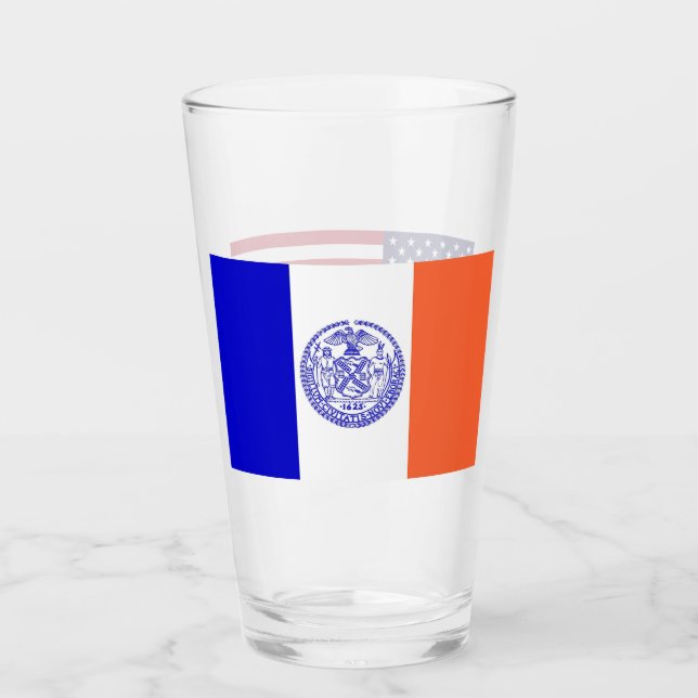 Patriotic glass cup with flag of New York City (Front)