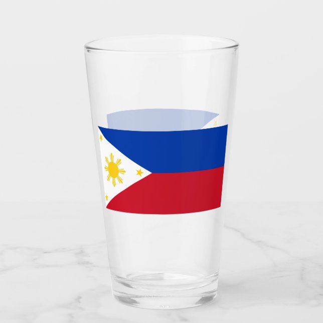 Patriotic glass cup with flag of Philippines (Front)