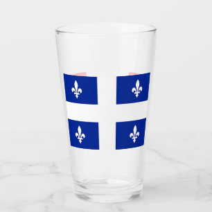 Patriotic glass cup with flag of Quebec, Canada