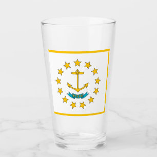 Patriotic glass cup with flag of Rhode Island