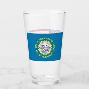 Patriotic glass cup with flag of South Dakota