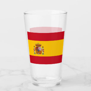 Patriotic glass cup with flag of Spain