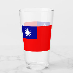 Patriotic glass cup with flag of Taiwan