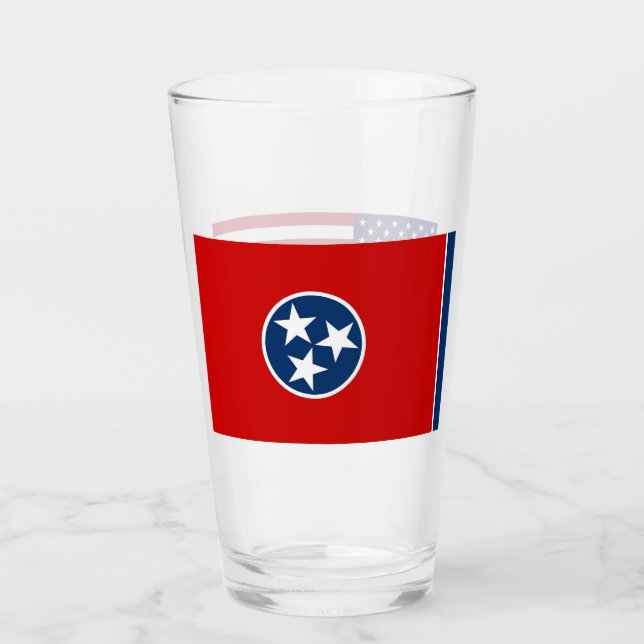 Patriotic glass cup with flag of Tennessee (Front)