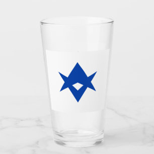 Patriotic glass cup with flag of Toyota City