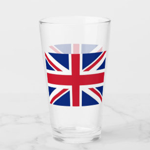 Patriotic glass cup with flag of United Kingdom