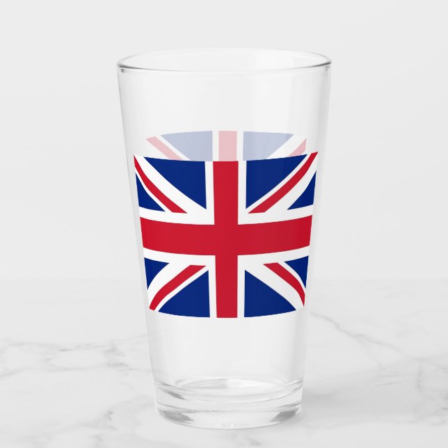 Patriotic glass cup with flag of United Kingdom (Front)