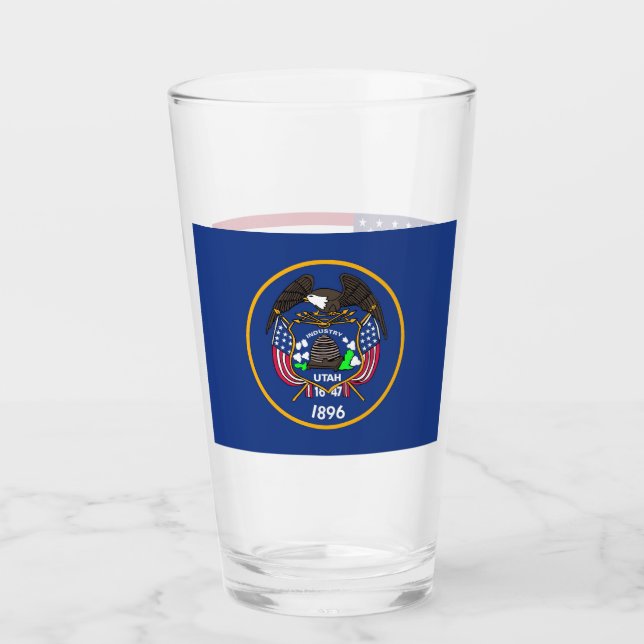 Patriotic glass cup with flag of Utah (Front)