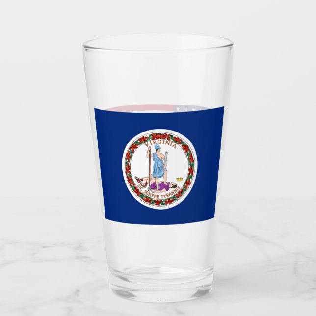 Patriotic glass cup with flag of Virginia (Front)