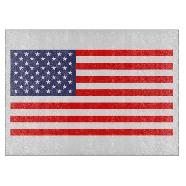 Patriotic glass cutting board with American flag (Front)
