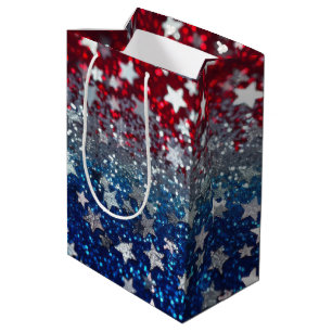 Patriotic Glitter Medium Gift Bag