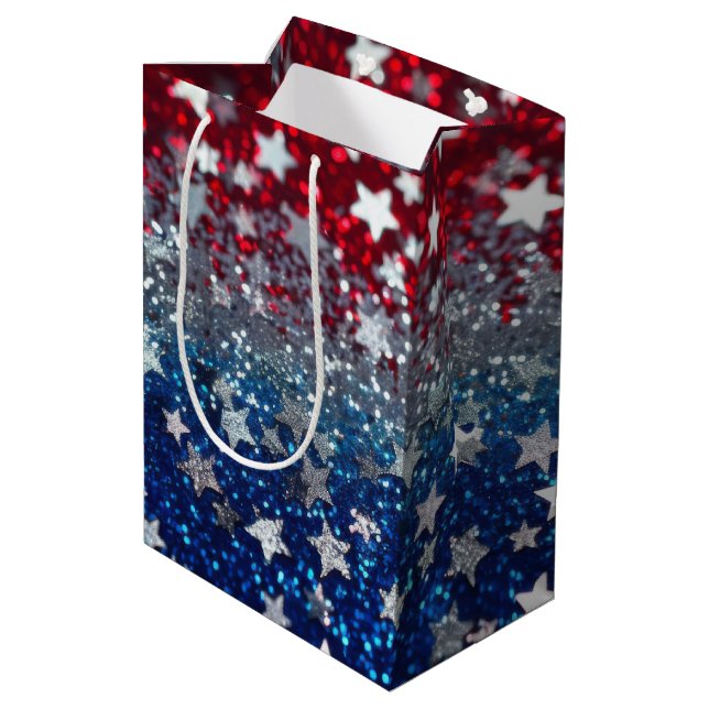 Patriotic Glitter Medium Gift Bag (Back Angled)