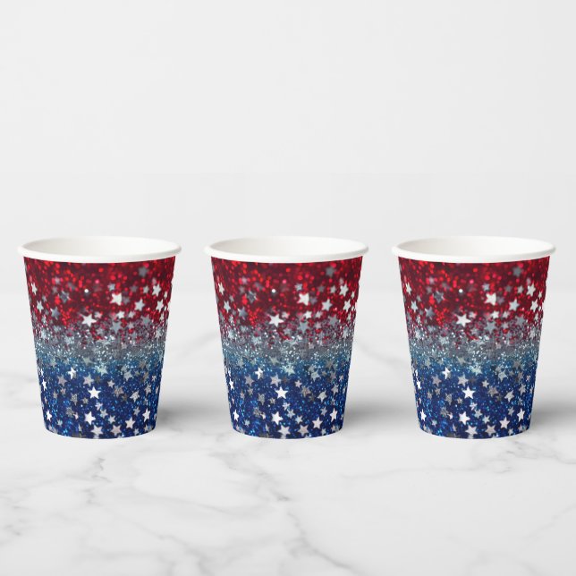Patriotic Glitter Paper Cups (Multi)