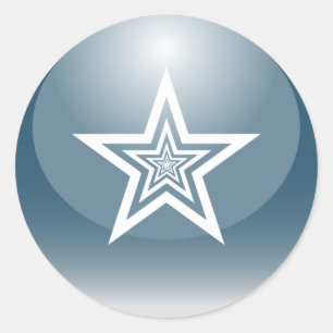 Patriotic Glossy Star Classic Round Sticker