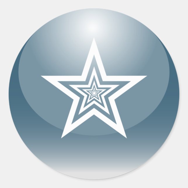 Patriotic Glossy Star Classic Round Sticker (Front)
