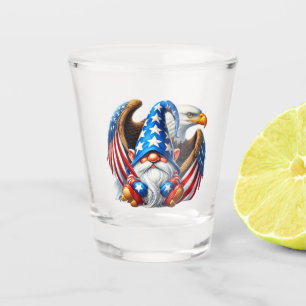 Patriotic Gnome and Eagle America 250 Celebration  Shot Glass