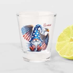 Patriotic Gnome and Eagle Americana Celebration  Shot Glass