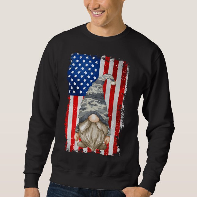 Patriotic Gnome Camouflage Decor For Veteran Ameri Sweatshirt (Front)