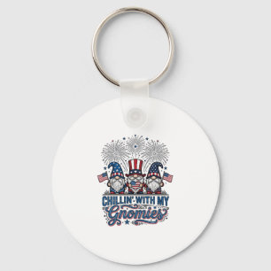 Patriotic Gnome Chillin With My Gnomies Shirt Desi Key Ring