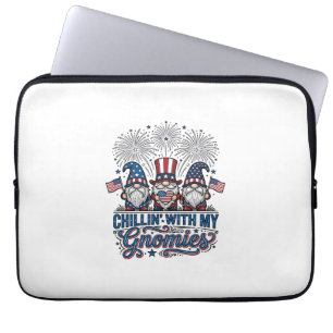 Patriotic Gnome Chillin With My Gnomies Shirt Desi Laptop Sleeve