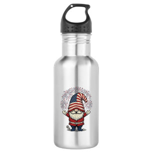 Patriotic Gnome Fireworks Vintage Vector Design_1 532 Ml Water Bottle