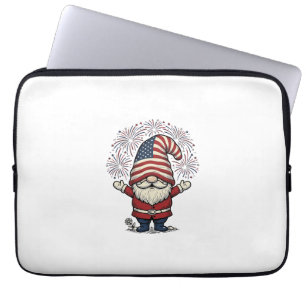 Patriotic Gnome Fireworks Vintage Vector Design_1 Laptop Sleeve