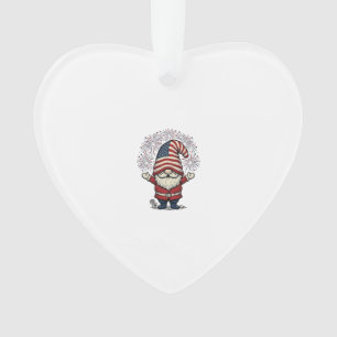 Patriotic Gnome Fireworks Vintage Vector Design_1 Ornament