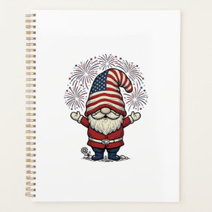 Patriotic Gnome Fireworks Vintage Vector Design_1 Planner