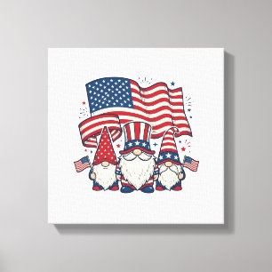 Patriotic Gnome Flag Vintage Engraving Design_1 Canvas Print