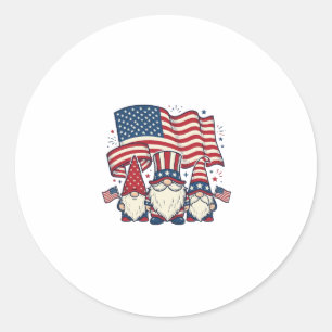 Patriotic Gnome Flag Vintage Engraving Design_1 Classic Round Sticker