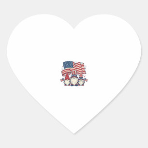 Patriotic Gnome Flag Vintage Engraving Design_1 Heart Sticker