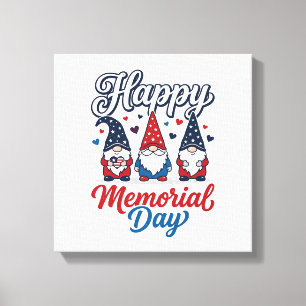 Patriotic Gnome Happy Memorial Day Vintage Shirt D Canvas Print