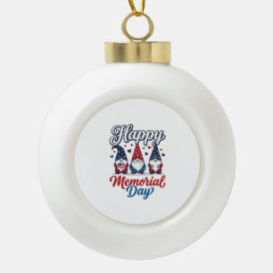 Patriotic Gnome Happy Memorial Day Vintage Shirt D Ceramic Ball Christmas Ornament