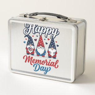 Patriotic Gnome Happy Memorial Day Vintage Shirt D Metal Lunch Box