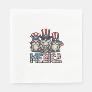 Patriotic Gnome Merica Vintage Vector Design_1 Napkin