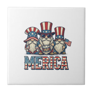 Patriotic Gnome Merica Vintage Vector Design_1 Tile