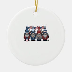 Patriotic Gnome Nurse Vector Vintage Engraving Des Ceramic Tree Decoration
