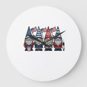 Patriotic Gnome Nurse Vector Vintage Engraving Des Large Clock
