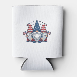 Patriotic Gnome Trio Vintage Vector Design_1 Can Cooler