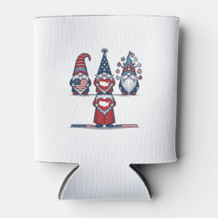 Patriotic Gnome Trio Vintage Vector Design_1 Can Cooler