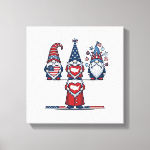 Patriotic Gnome Trio Vintage Vector Design_1 Canvas Print