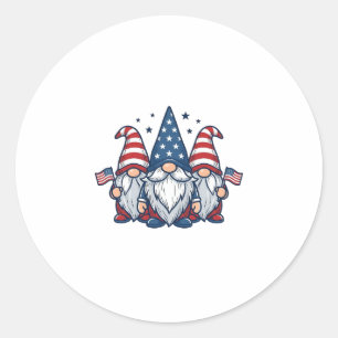 Patriotic Gnome Trio Vintage Vector Design_1 Classic Round Sticker