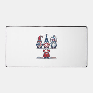Patriotic Gnome Trio Vintage Vector Design_1 Desk Mat