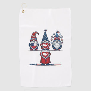 Patriotic Gnome Trio Vintage Vector Design_1 Golf Towel