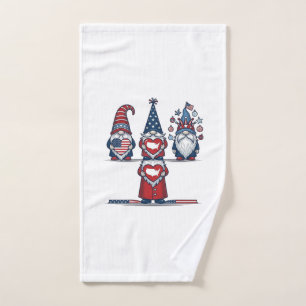 Patriotic Gnome Trio Vintage Vector Design_1 Hand Towel